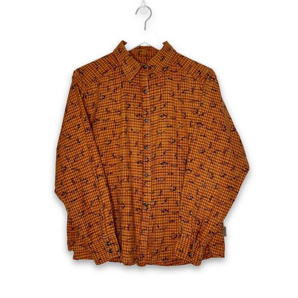 Woolrich Fall Foliage Cotton Pearl Snap Button Up Shirt Top size Large - Picture 1 of 9